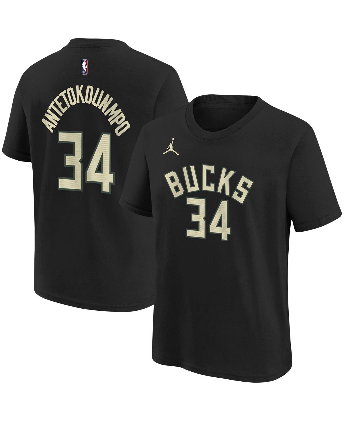 Jordan Big Boys And Girls  Brand Giannis Antetokounmpo Black Milwaukee Bucks Statement Edition Name A In Black