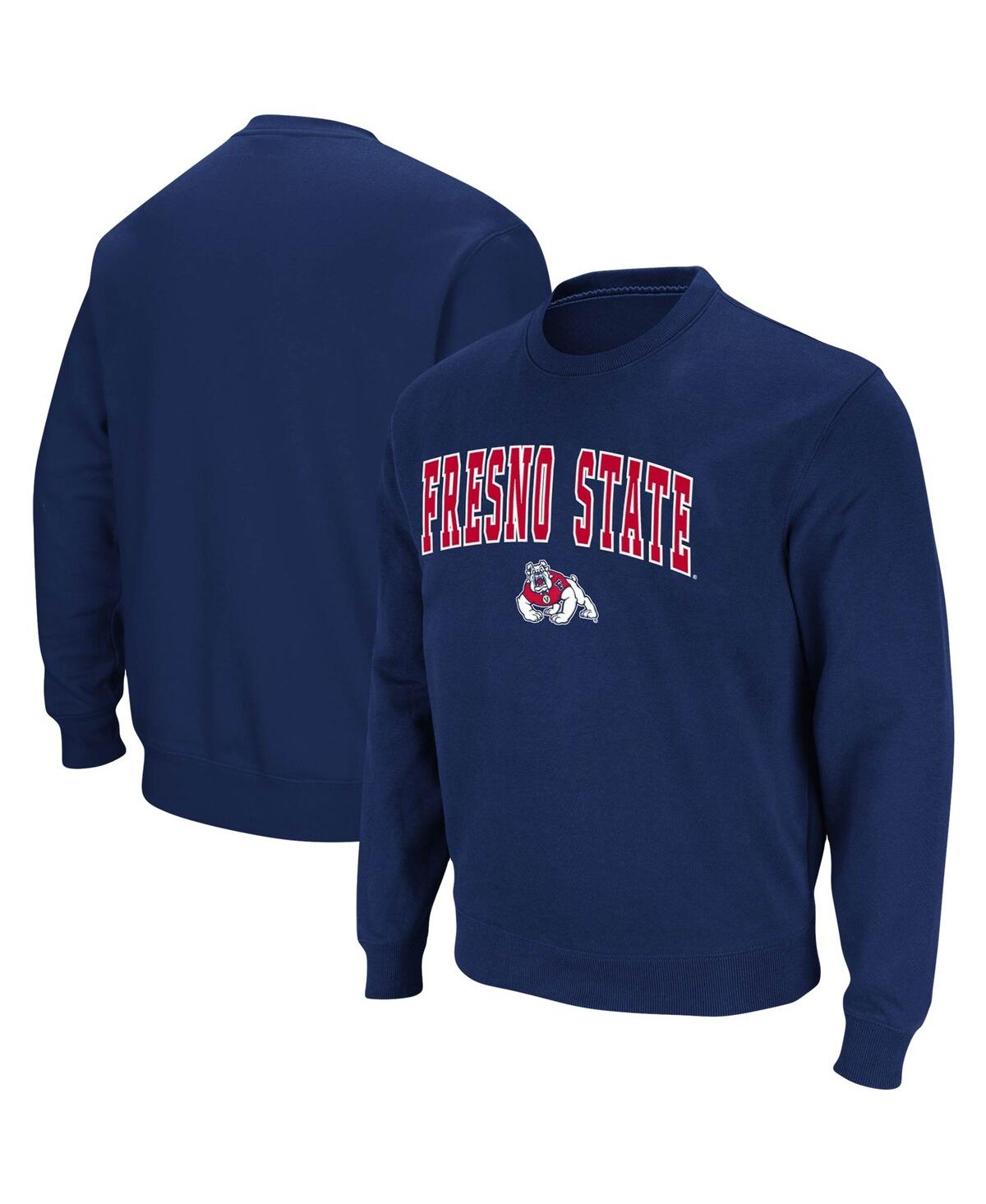 Colosseum Men's  Navy Fresno State Bulldogs Arch And Logo Tackle Twill Pullover Sweatshirt In Navy