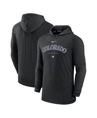 Men's Heather Black Colorado Rockies Authentic Collection Early Work Tri-Blend Performance Pullover Hoodie