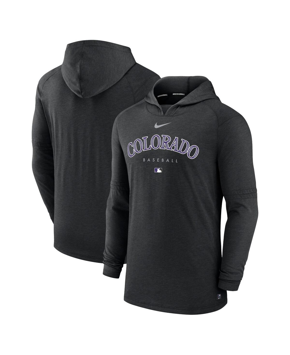 Men's NikeColorado Rockies Authentic Collection Early Work Tri-Blend Performance Pullover Hoodie - Heather Black