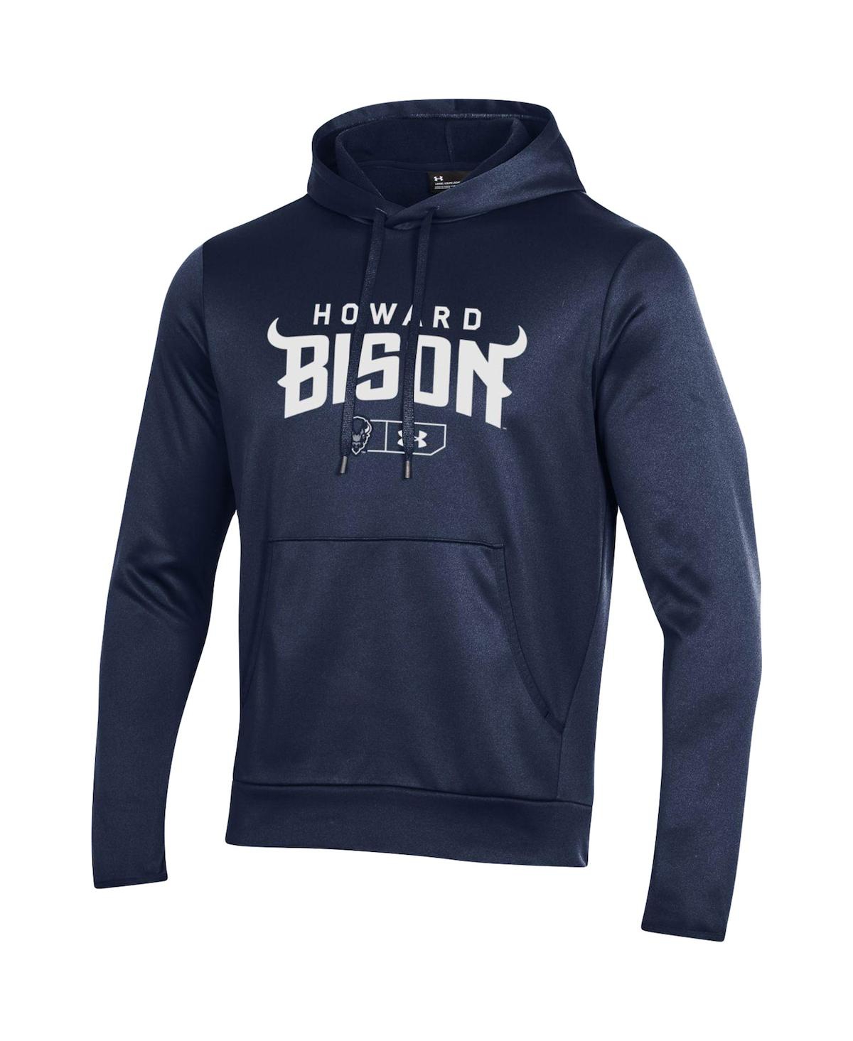 Men's Under ArmourHoward Bison Logo Lockup Fleece Performance Pullover Hoodie - Navy