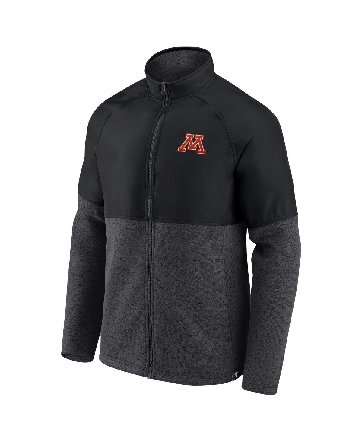 Men's Fanatics Heathered Charcoal Minnesota Golden Gophers Durable Raglan Full-Zip Jacket - Heathered Charcoal