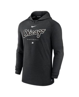 Men's Heather Black Chicago White Sox Authentic Collection Early Work Tri-Blend Performance Pullover Hoodie
