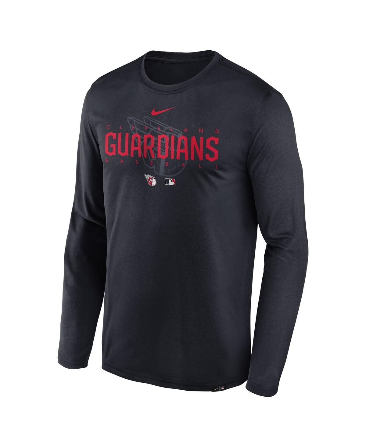 Men's NikeCleveland Guardians Authentic Collection Team Logo Legend Performance Long Sleeve T-shirt - Navy