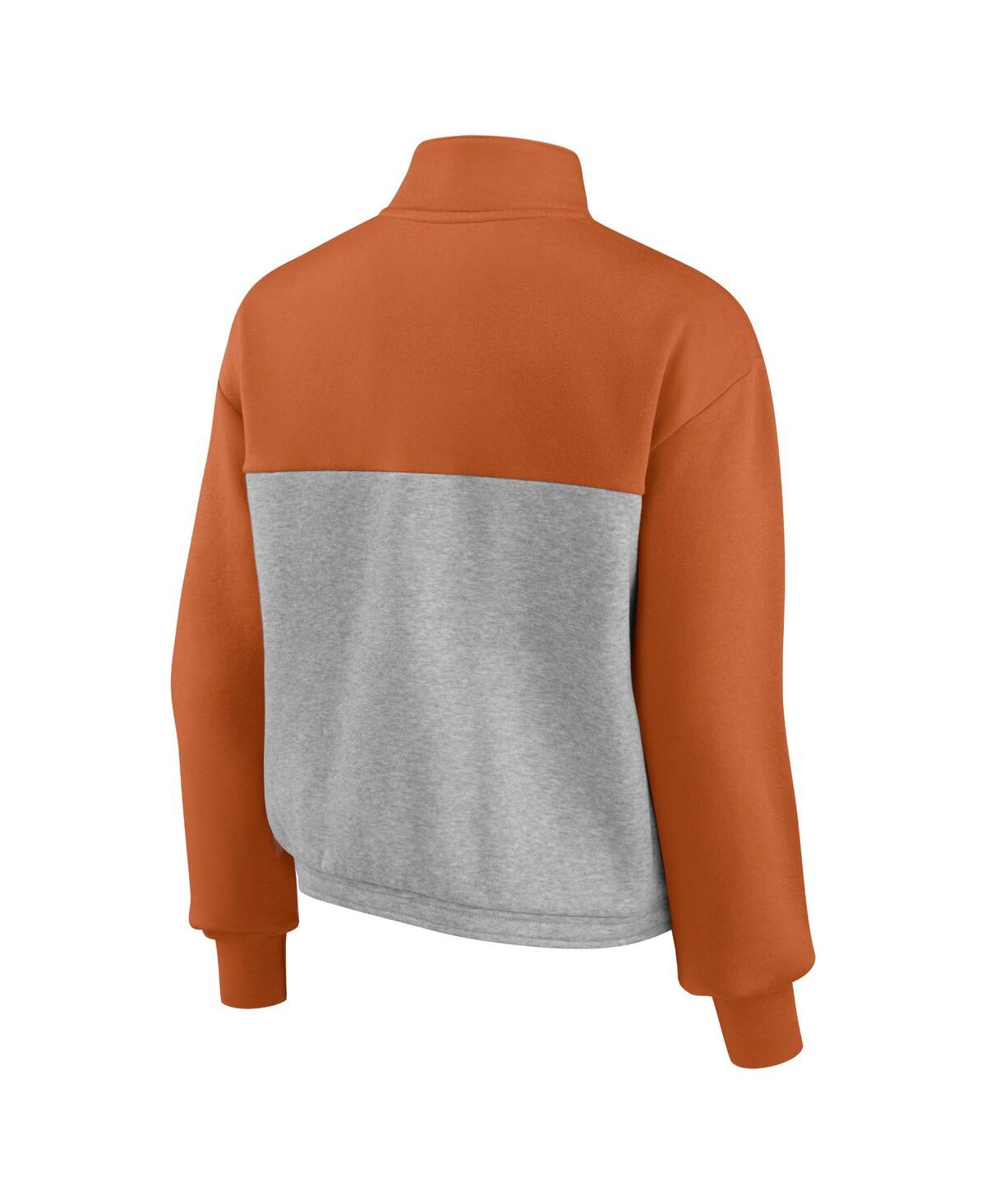 Women's Fanatics Heathered Gray Texas Longhorns Sideline to Sideline Colorblock Quarter-Zip Jacket - Heathered Gray