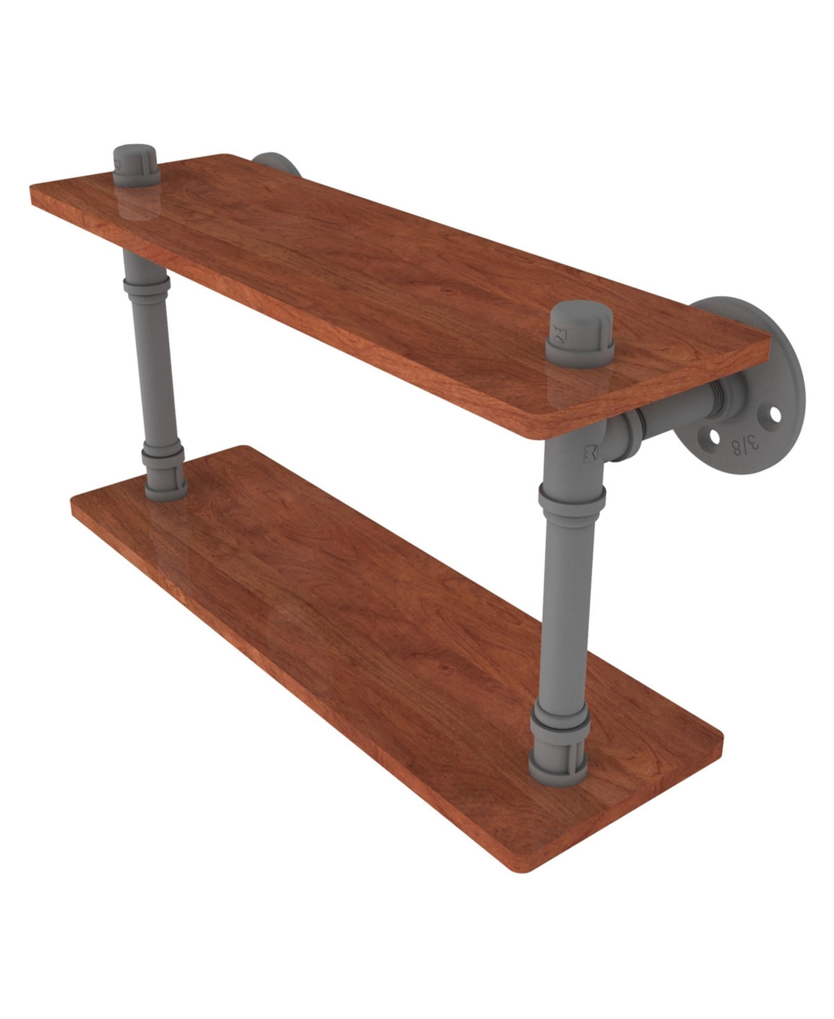Allied Brass Pipeline Collection 22 Inch Double Ironwood Shelf With Towel Bar In Matte Gray