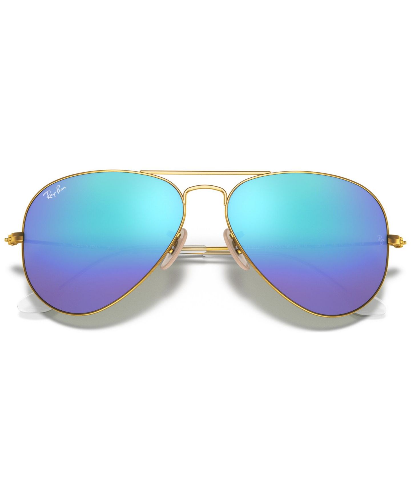 Женские солнцезащитные очки Ray-Ban Sunglasses, RB3025 Aviator Mirror, цвет: Золотой / Синий — фото 6