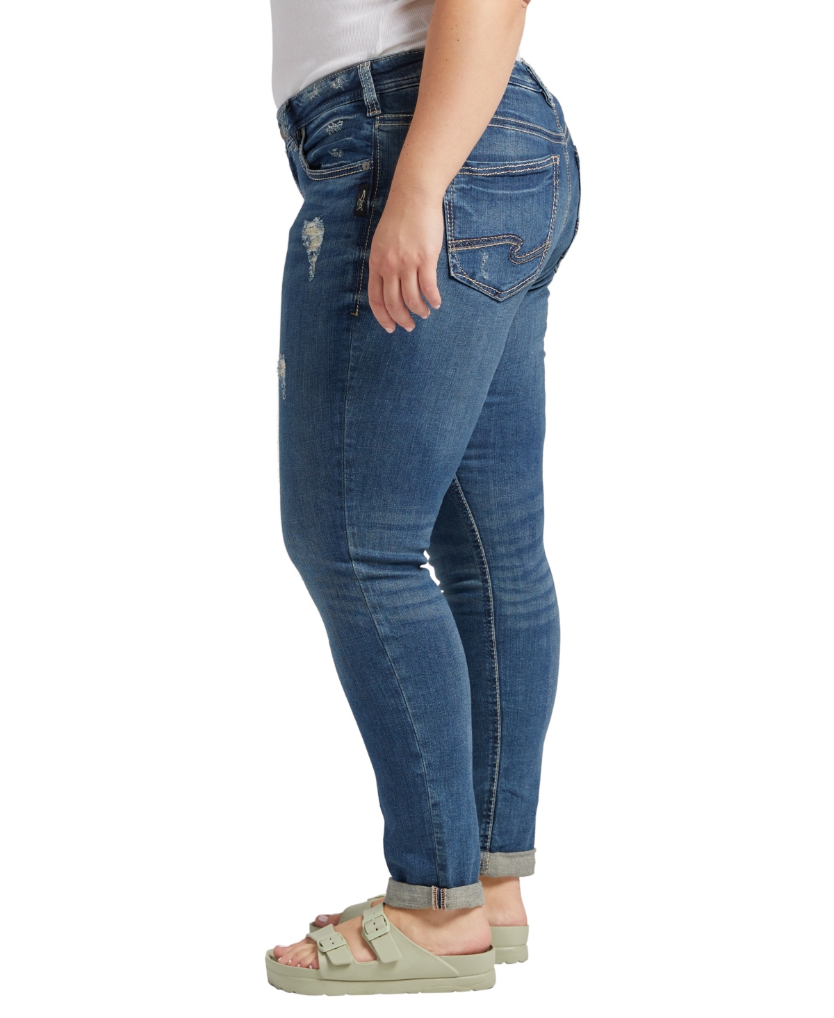 Silver Jeans Co. Plus SizeWash Ripped Girlfriend Jeans - Indigo