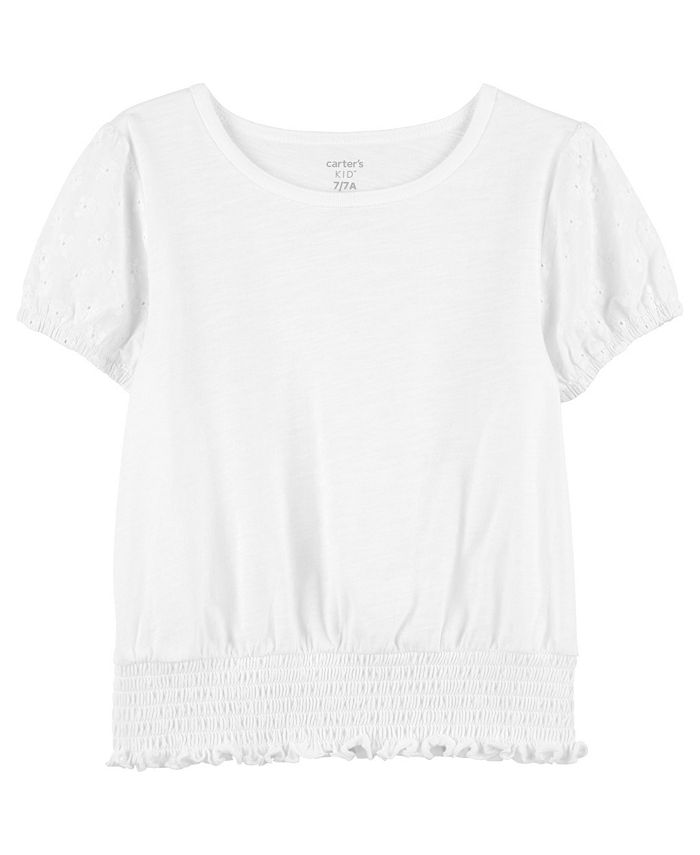 Carter's Little Girls Short Sleeved Eyelet Smocked Top Macy's