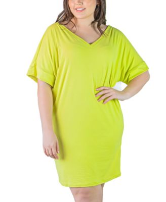 Plus Size Loose Fit V-Neck T Shirt Dress