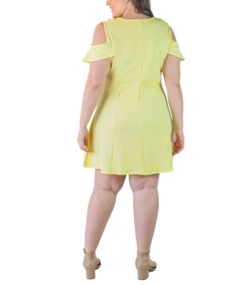 Plus Size Ruffle Cold Shoulder A Line Dress