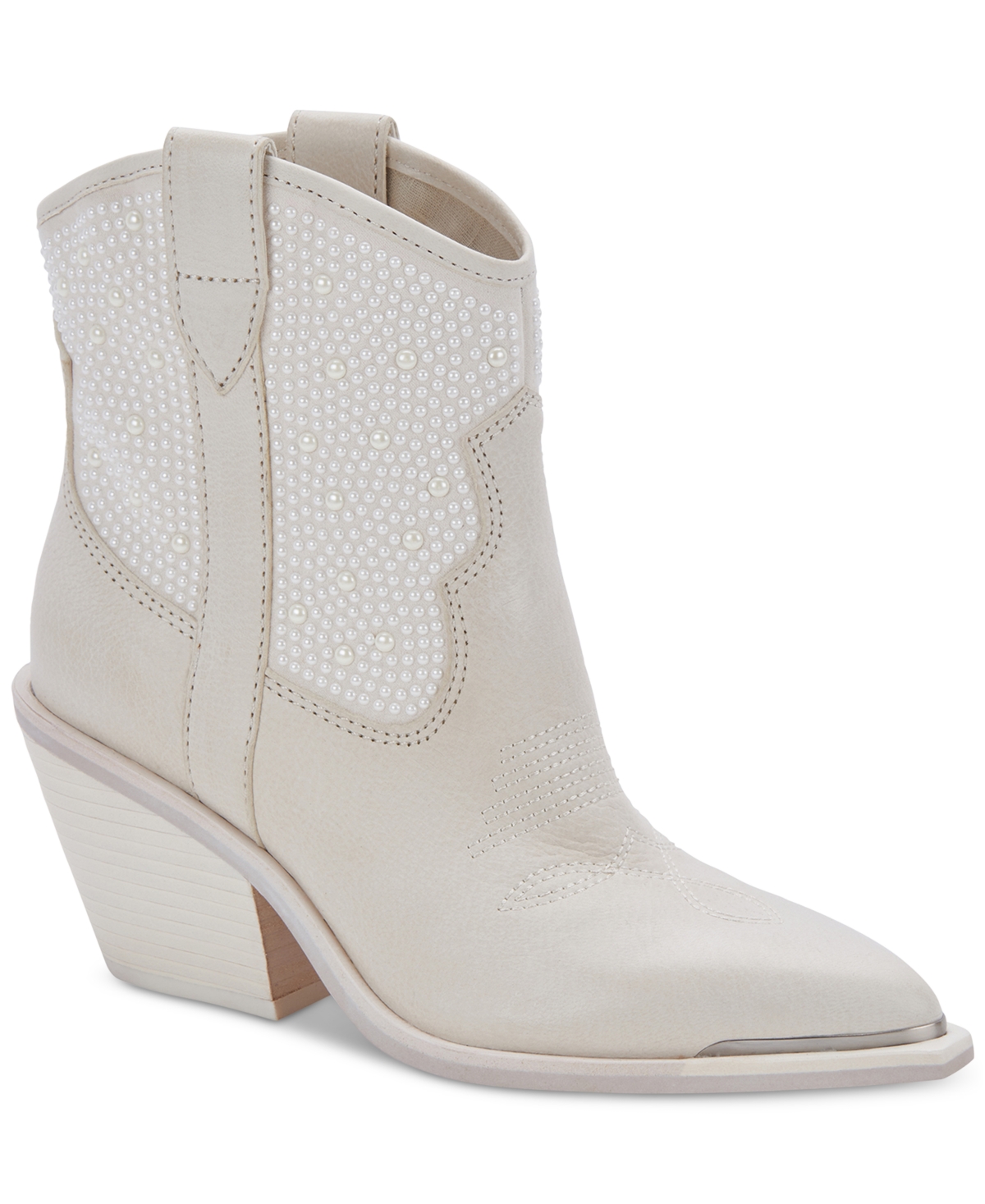 Shop Dolce Vita Women's Nashe Embellished Cowboy Booties In Off White Pearls