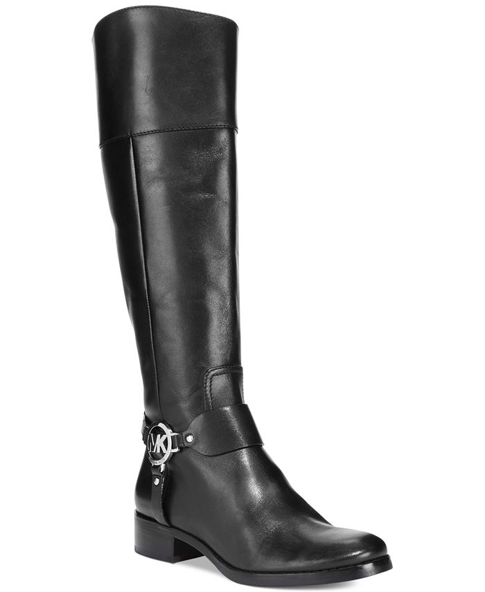 Michael Kors Fulton Harness Black Mocha Brown Fashion Knee High Logo Boots  6