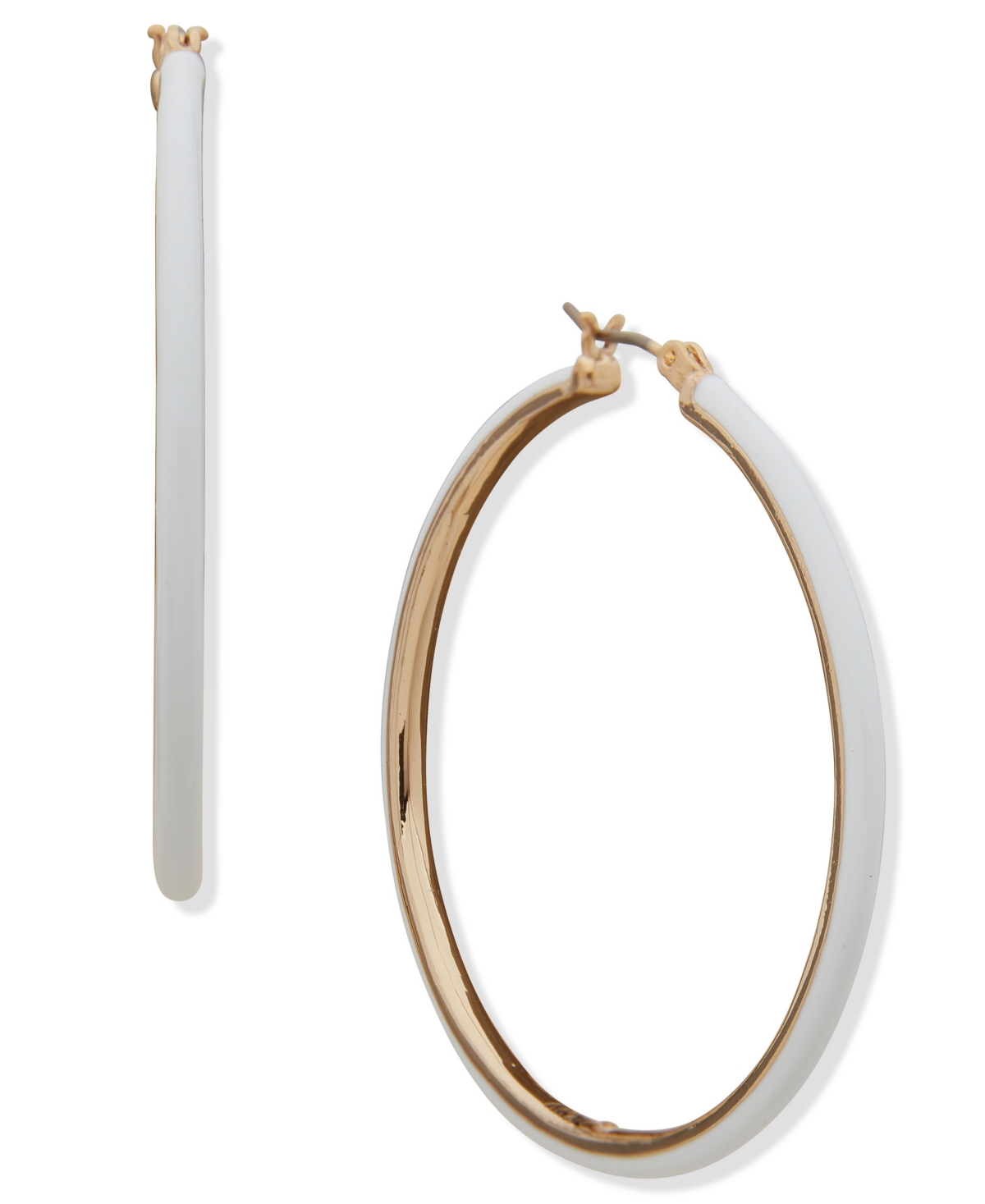 Dkny Gold-tone Enamel Hoop Earrings, 1-4/5