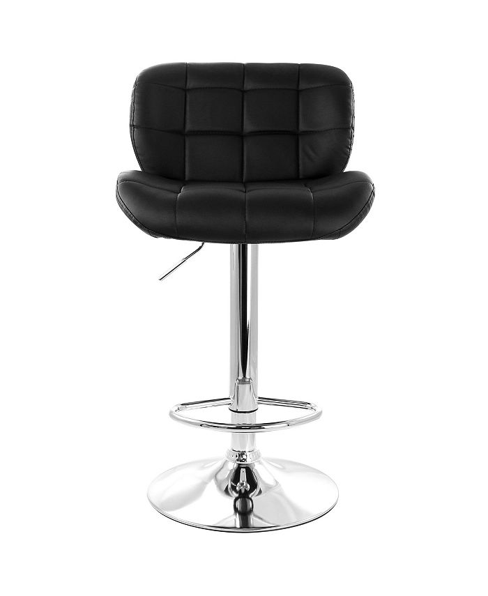 Elama 2 Piece Adjustable Faux Leather Tufted Bar Stool in Black with
