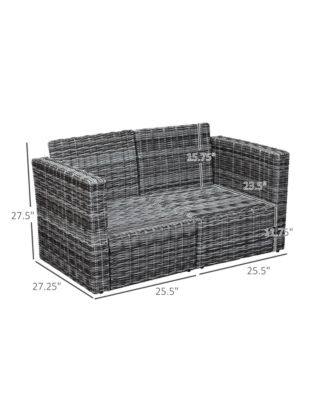 2-Piece Outdoor PE Rat Patio Corner Sofa Loveseat,