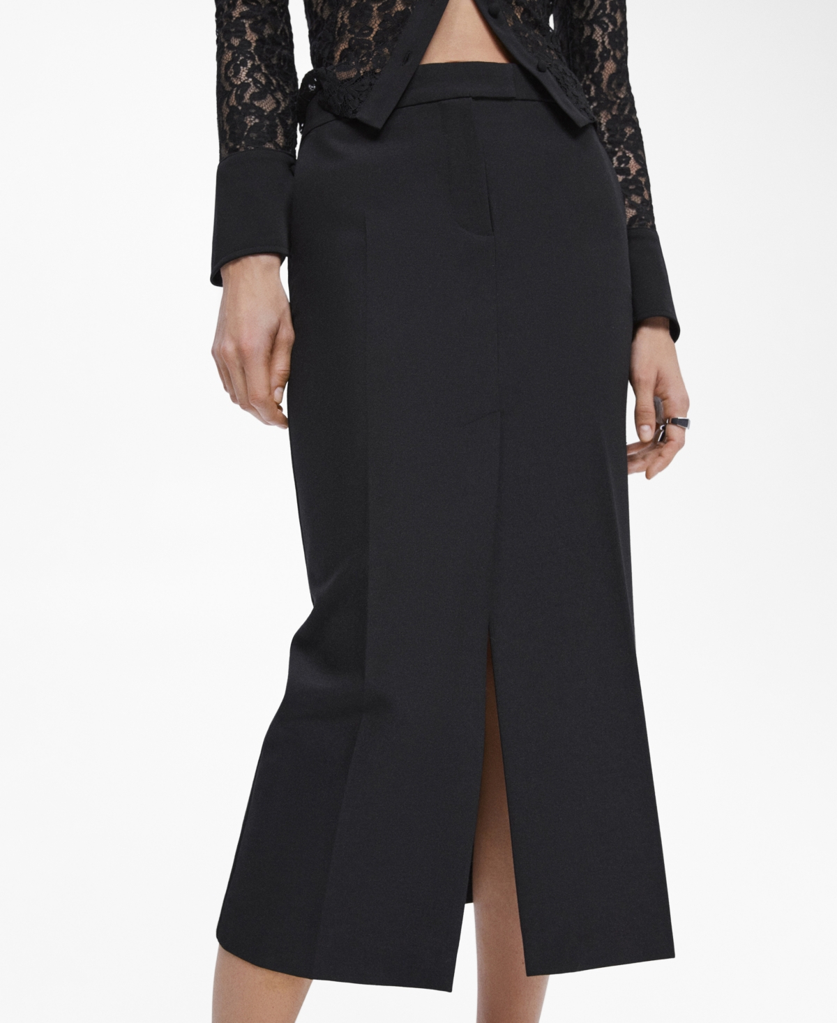 Mango Suit Pencil Skirt Black In Black