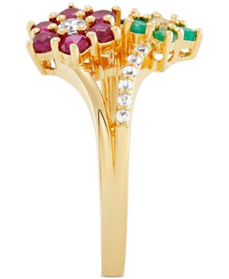 Multi-Gemstone (1-3/8 ct. t.w.) Floral Ring in 14k Gold
