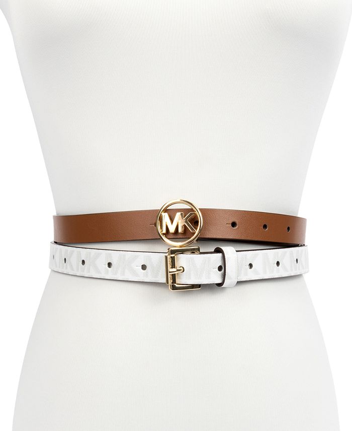 Buy Michael Kors Logo Print Reversible Leather Belt, Beige & Brown Color  Women