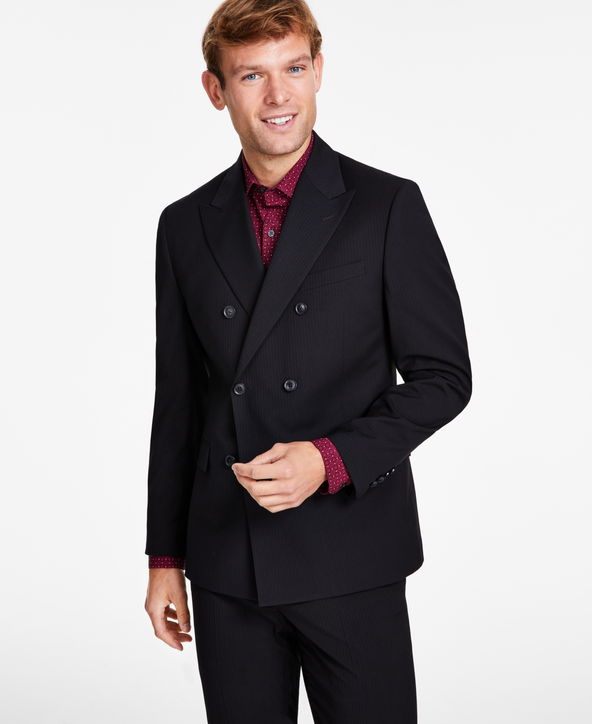 Alfani Men's Slim-fit Double-breasted Stripe Suit Jacket, Created For Macys In Black