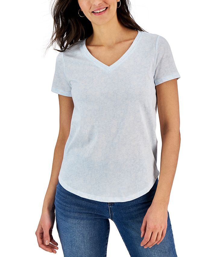 Style u0026 Co Women's Floral Print Short-Sleeve V-Neck Top, Created for Macy's  - Macy's
