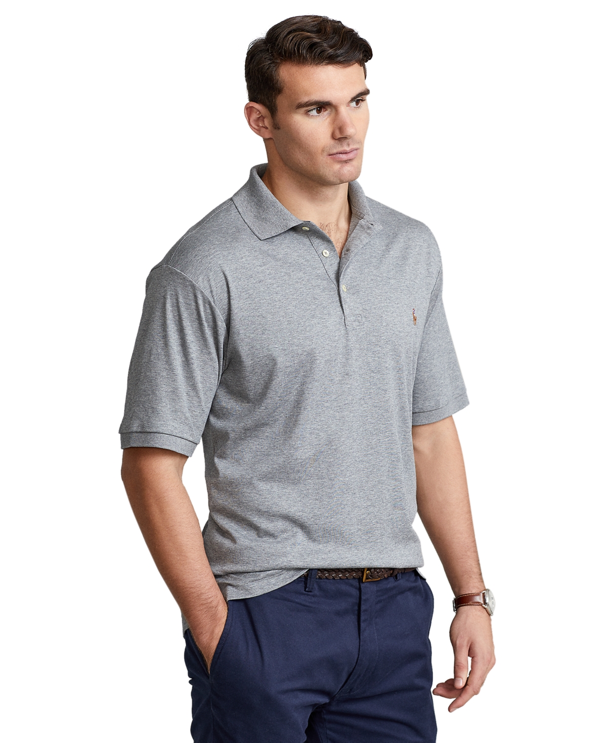 Polo Ralph Lauren Men's Big & Tall Classic Fit Soft Cotton Polo - Steel Heather