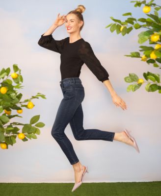 Women's Mixed Media 3/4-Sleeve Crew Neck Knit Blouse