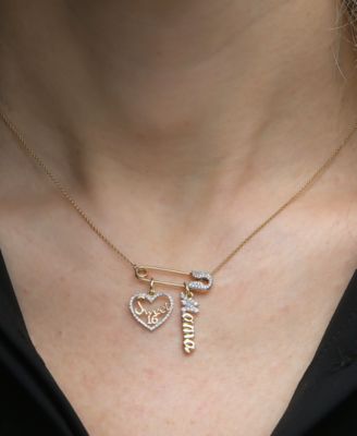 Diamond Sweet 16 Heart Charm Pendant (1/20 ct. t.w.) in 10k Gold, Created for Macy's