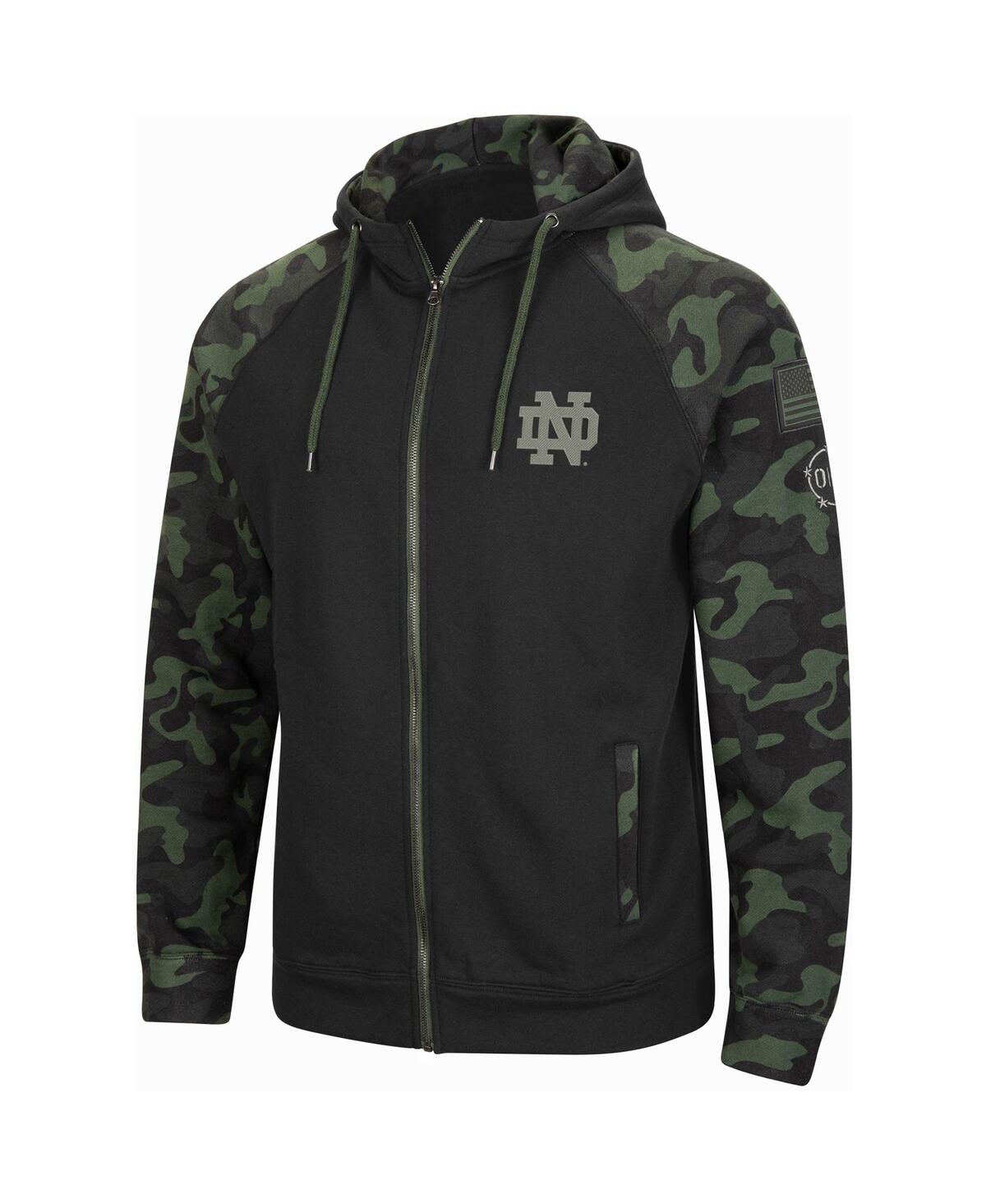 Colosseum Men's  Black Notre Dame Fighting Irish Oht Military-inspired Appreciation Camo Raglan Full- In Black