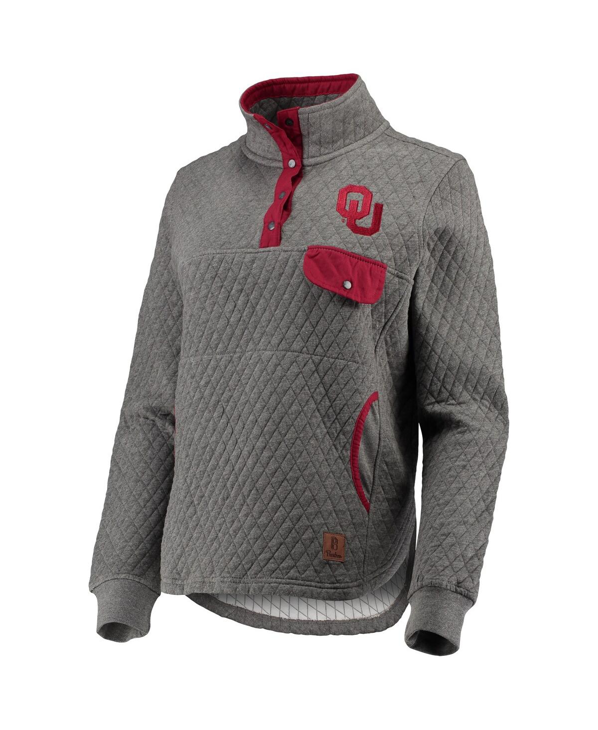 Shop Pressbox Women's  Heathered Gray, Crimson Oklahoma Sooners Magnum Quilted Quarter-snap Pullover Jacke In Heathered Gray,crimson