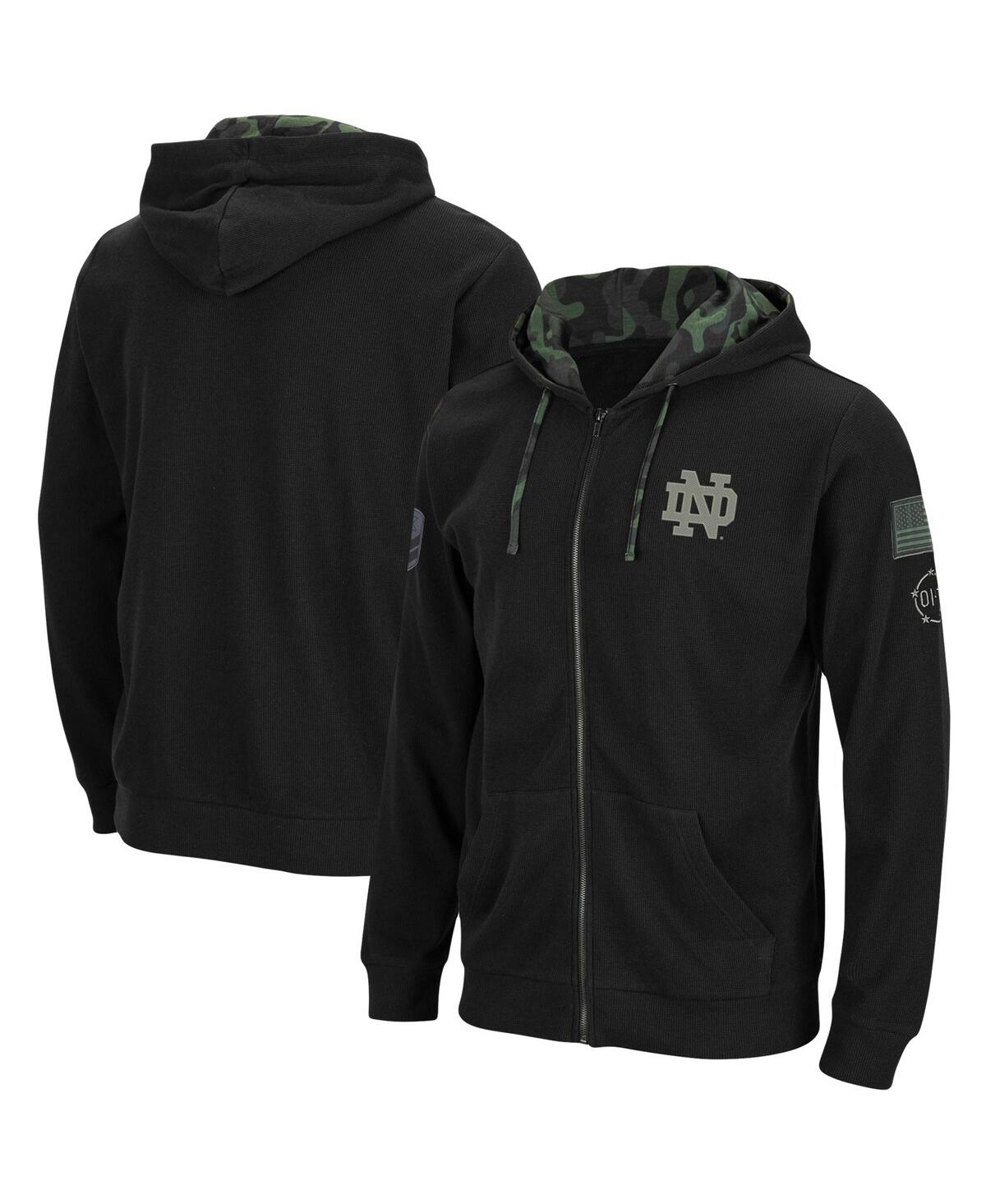 Men's ColosseumNotre Dame Fighting Irish Oht Military-Inspired Appreciation Waffle Full-Zip Hoodie - Black