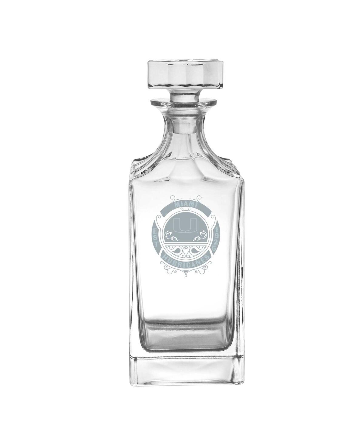 Logo Brands Miami Hurricanes 23.75 oz Frost Baroque Glass Decanter In Clear