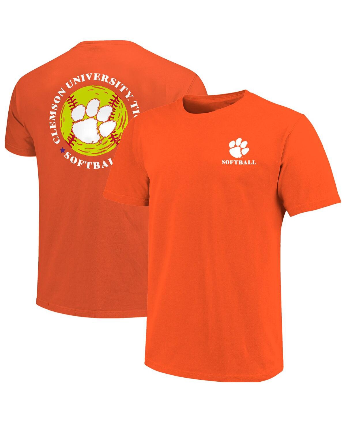 Image One Men's Orange Clemson Tigers Softball Seal T-shirt