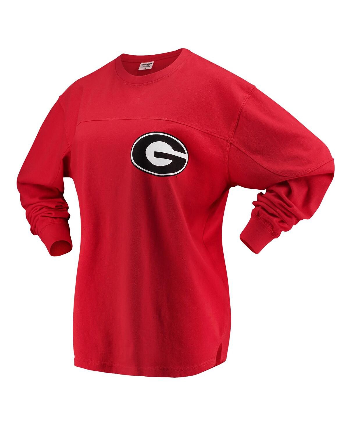 Shop Pressbox Women's  Red Georgia Bulldogs The Big Shirt Oversized Long Sleeve T-shirt