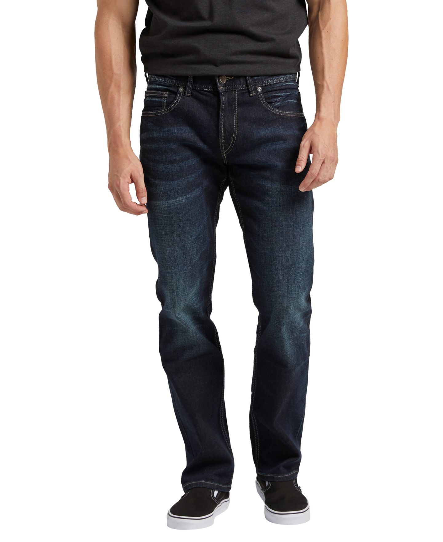 Мужские джинсы Silver Jeans Co. Allan Classic Fit Slim Stretch, цвет: Тёмный синий — фото 3