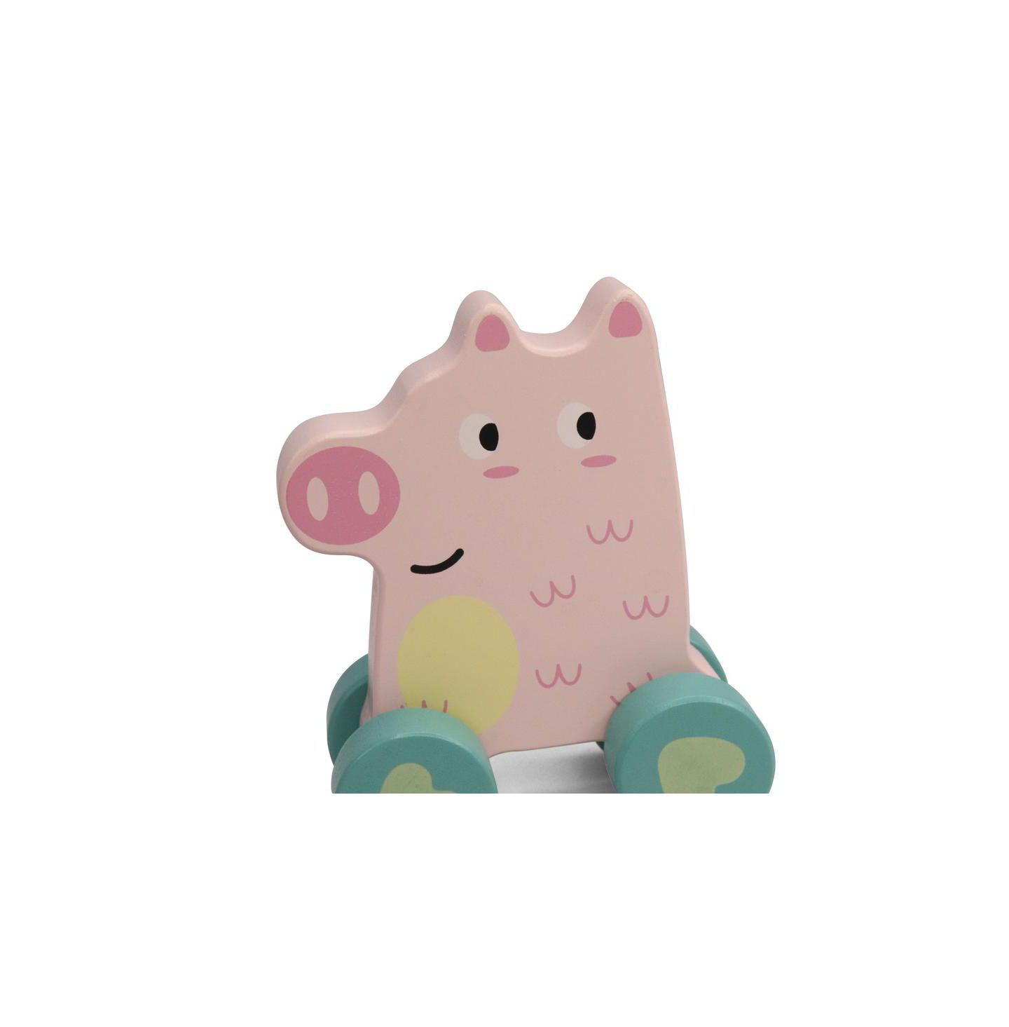 Детская игрушка Leo & Friends Wooden Rolling Pig Vehicle Toy, цвет: Assorted Pre-Pack — фото 2