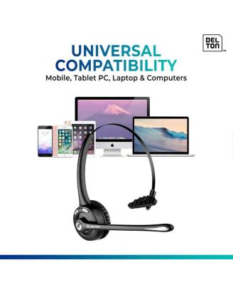Wireless Computer Headset with USB Dongle and Hook, Bluetooth Headset with Noise Canceling Mic, 15 Hrs talk time, Wireless Headset for Computer, Cell Phone, Drivers, Office, Call Center - Black