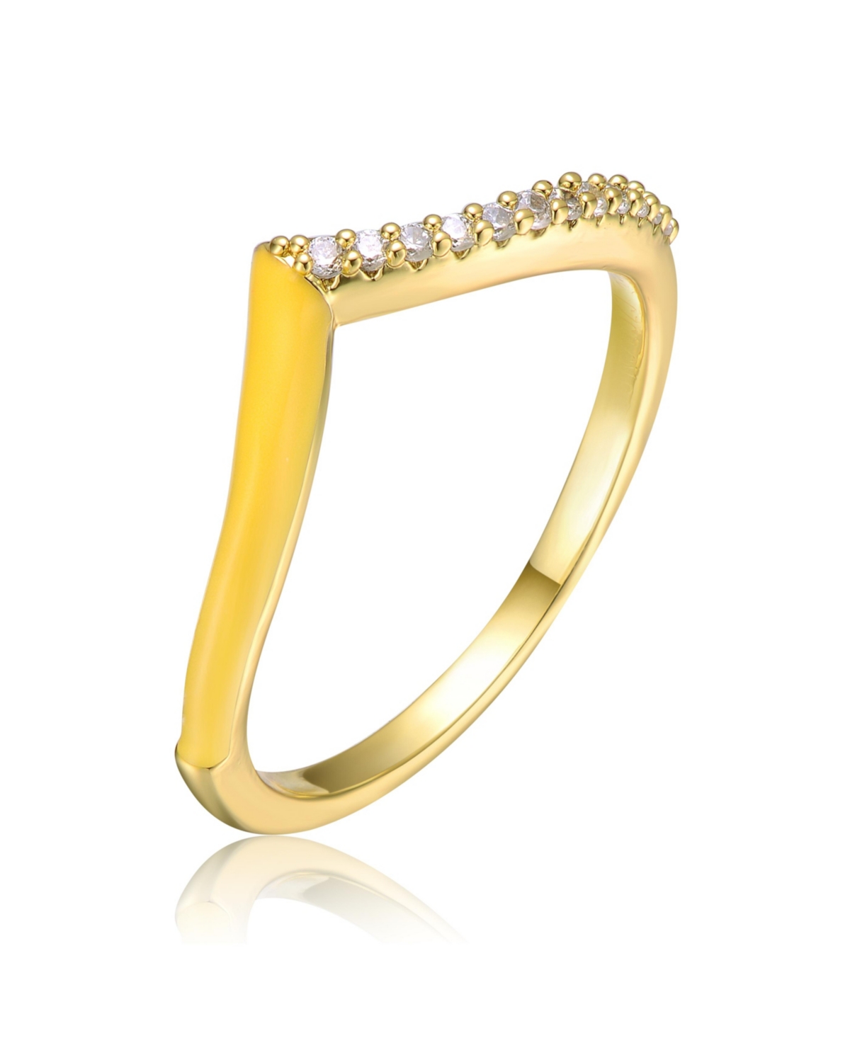 Ra Young Adults/Teens 14k Yellow Gold Plated Yellow Enamel 'V' shaped stackable ring - Yellow