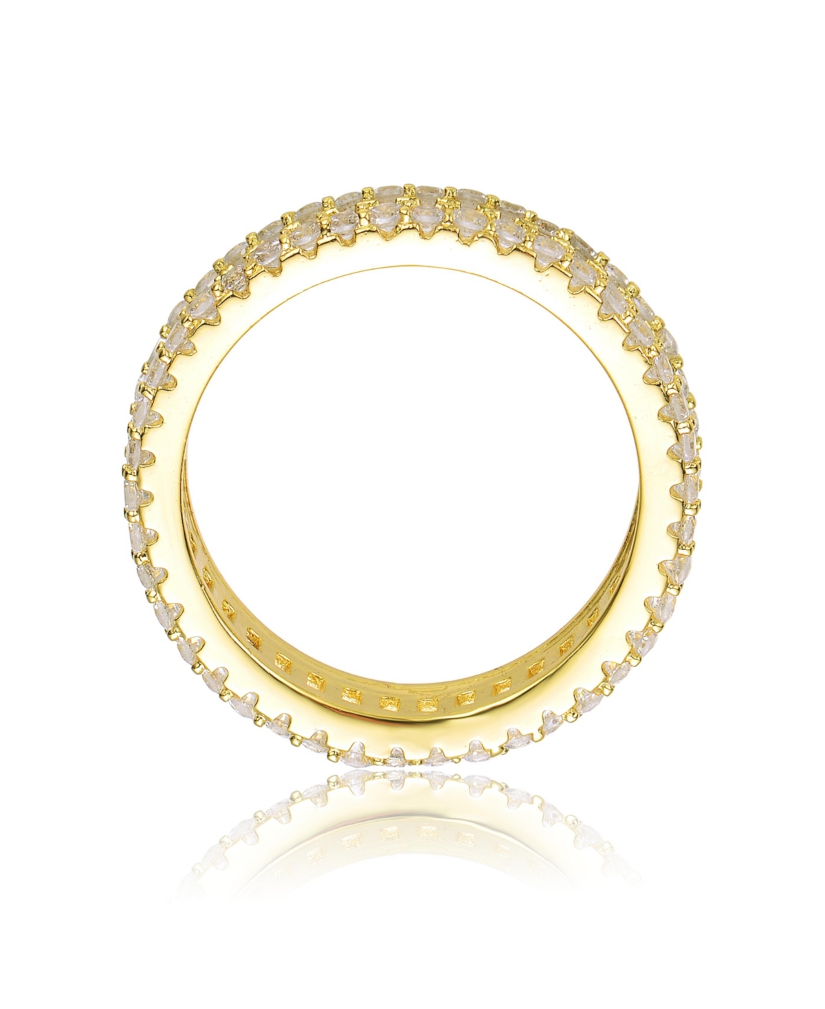 Rachel Glauber Ra 14KPlated Baguette Cubic Zirconia Wide Band Ring - Gold