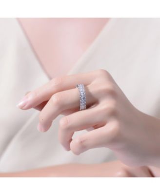 RA White Gold Plated  Clear Cubic Zirconia Band Ring