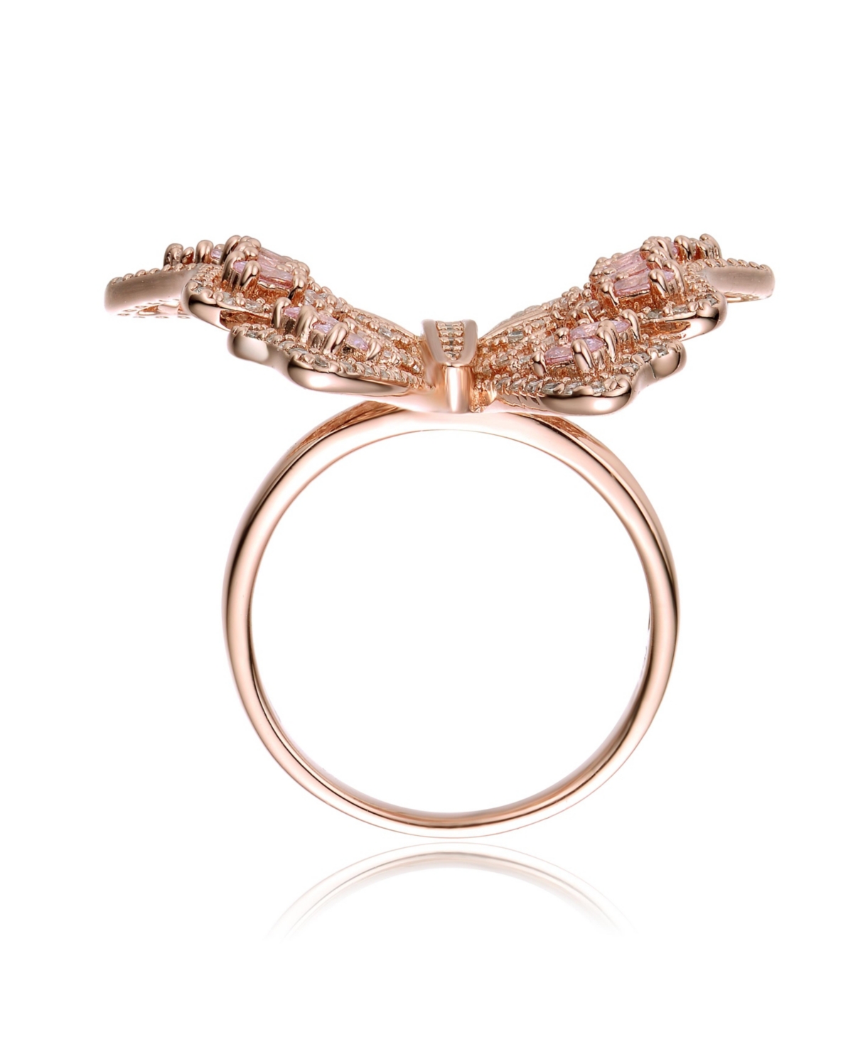Rachel Glauber Ra 18K Rose Gold PlatedCubic Zirconia Butterfly Ring - Pink