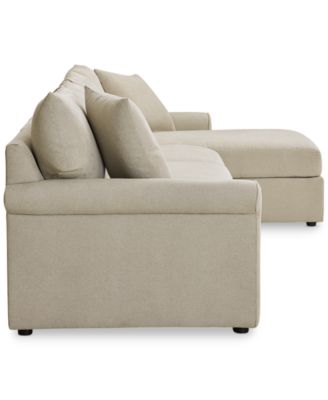 Wrenley 134" 3-Pc. Fabric Sectional Chaise Sofa