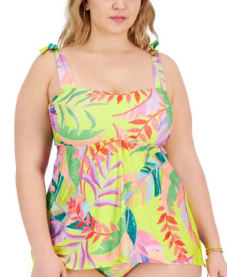 Becca ETC Plus Size Costa Bella Tie Strap Tankini Swim Top Macy s