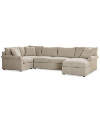Wrenley 138" 4-Pc. Fabric Modular Chaise Sleeper Sectional Sofa