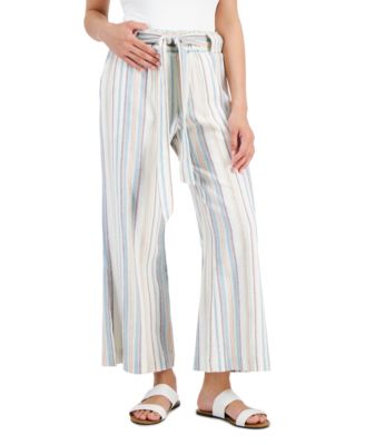 Indigo Rein Juniors Striped Wide Leg Linen Paperbag Pants Macy s