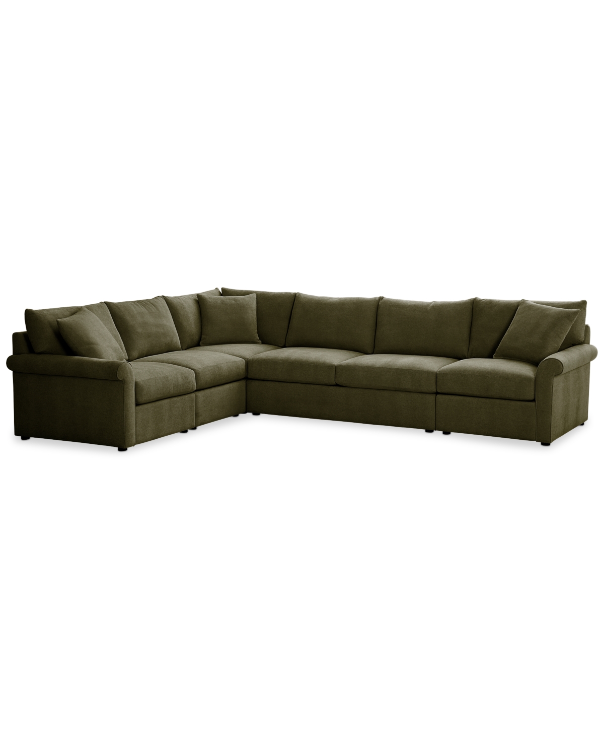 Furniture Wrenley 137" 5-pc. Fabric L-shape Modular Sleeper Sectional Sofa, Created For Macy's In Olive