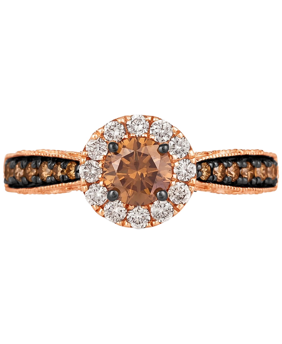 Le Vian Chocolate Diamond (1 ct. t.w.) & Nude Diamond (1/4 ct. t.w.) Halo Ring in 14k Rose Gold