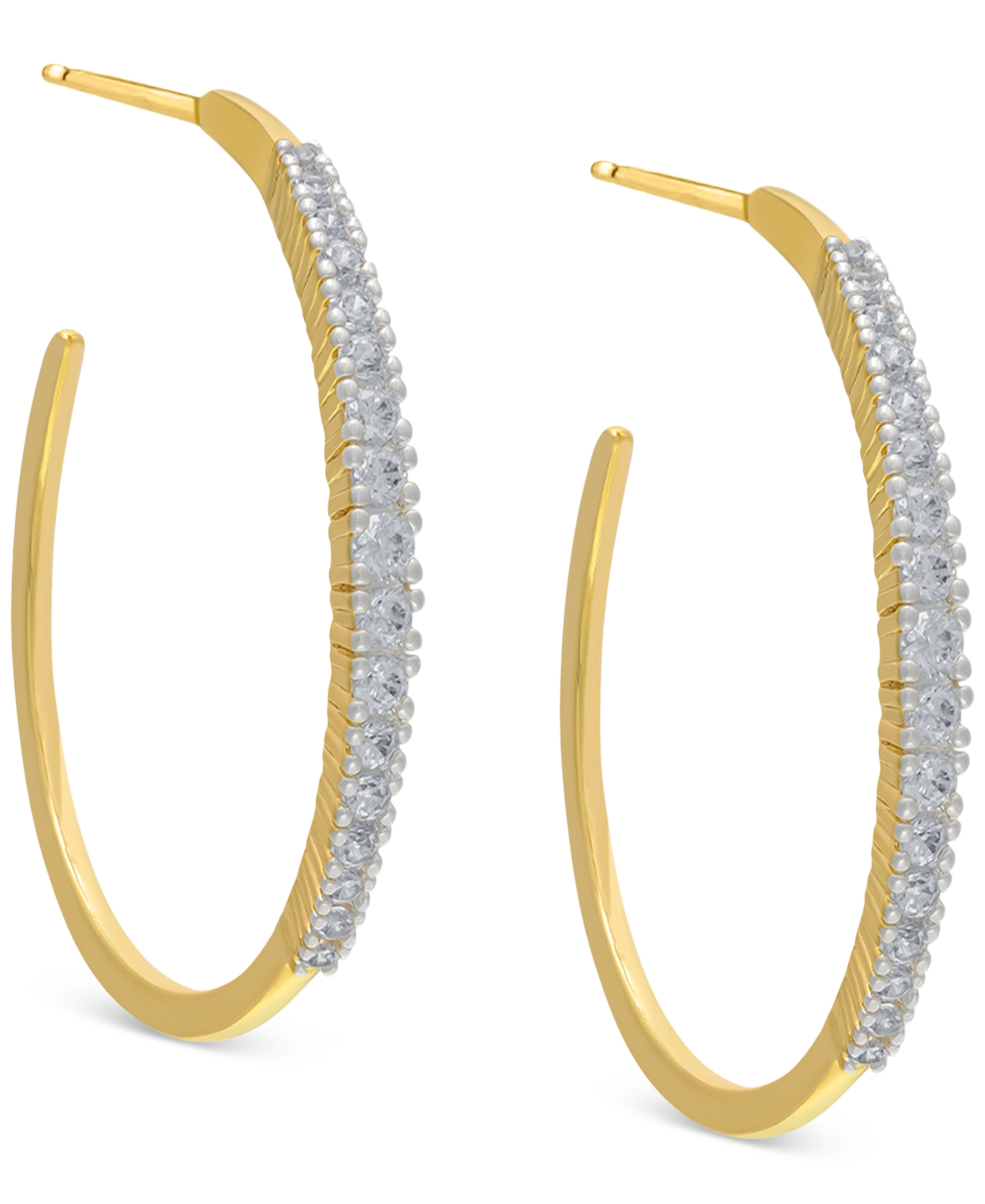Macy's Black Spinel In & Out Medium Hoop Earrings (1-3/4 ct. t.w.) in 14k Gold-Plated Sterling Silver, 1.2" (Also in Lab-Created White Sapphire)