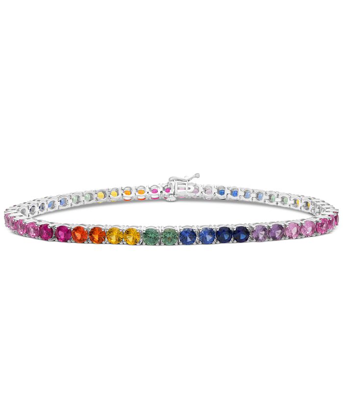 Lab created rainbow sapphire tennis clearance bracelet