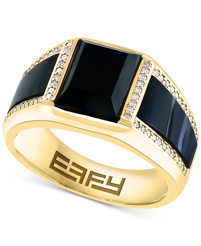 EFFY Collection EFFY® Men's Onyx & Diamond (1/4 ct. t.w.) Ring in 14k ...